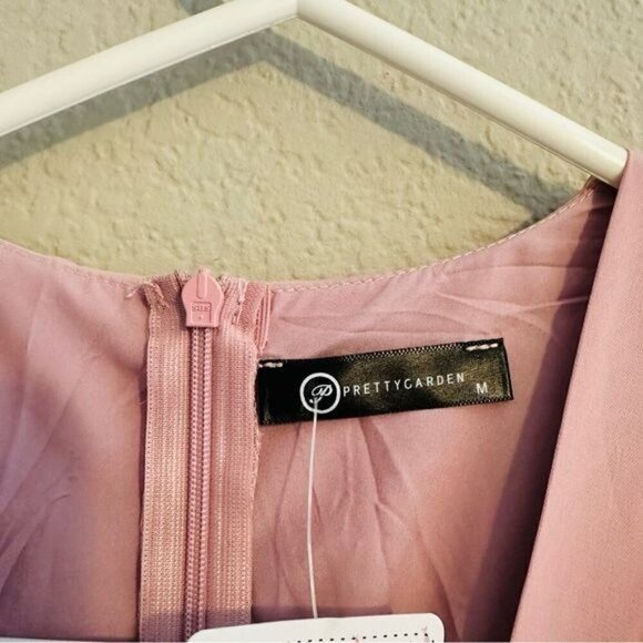 PRETTYGARDEN Long Sleeve Deep V Neck Ruched Slit Maxi Cocktail Dress - Picture 9 of 10